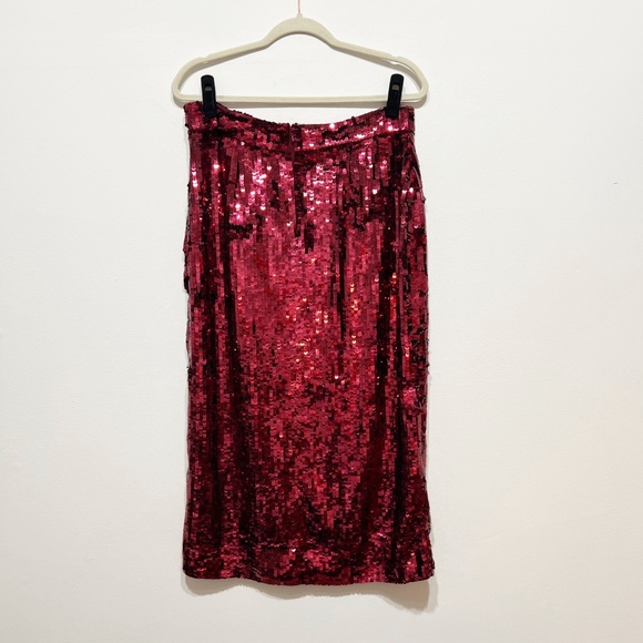 NEW ASOS Editions Hot Pink Sequin Glitter Sparkle Embellished Slit Midi Skirt 10 - Picture 4 of 4